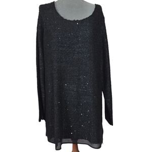 Alfani Black Sequin Embellished Knit Sweater Size 2X